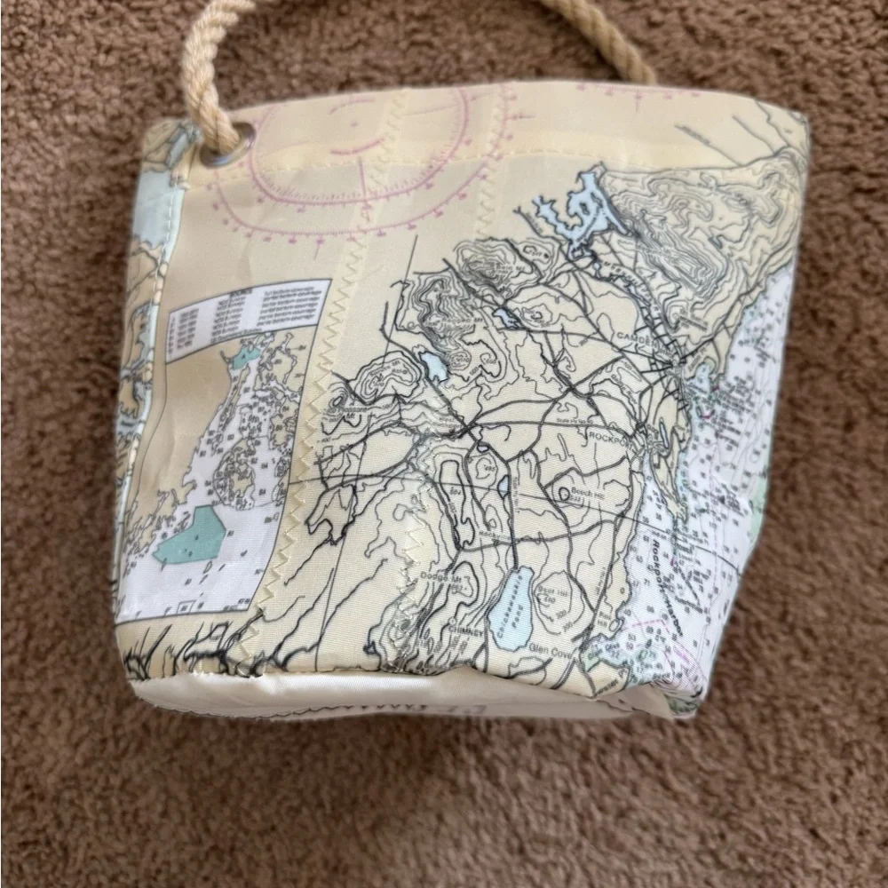 Nautical Map Print Bucket Bag - Picture 2 of 3